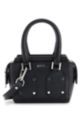 Grained-leather mini bag with branded hardware, Black