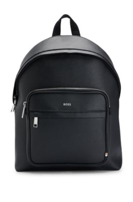 Hugo Boss Bonded-leather Backpack With Branded Polished Hardware In Black