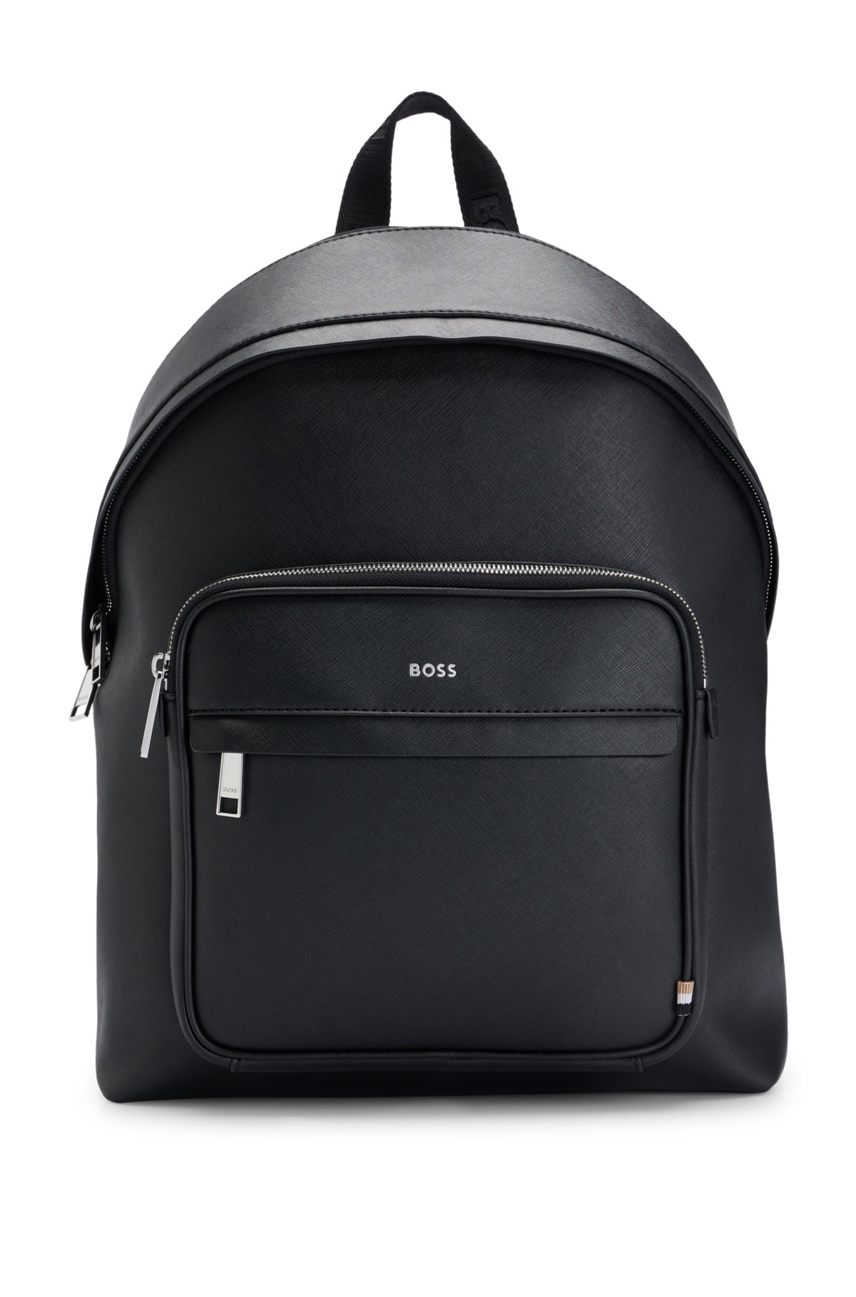 Vedhæft til hjul Retfærdighed BOSS - Bonded-leather backpack with branded polished hardware
