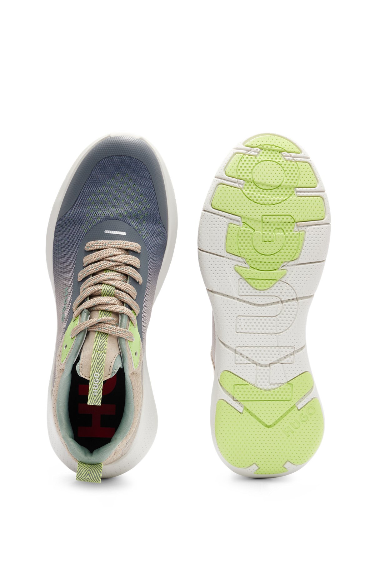 Super-lightweight trainers with layered mesh and microfibre, Light Beige