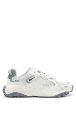 Hugo Boss Low-top Trainers With Open-mesh Uppers In White