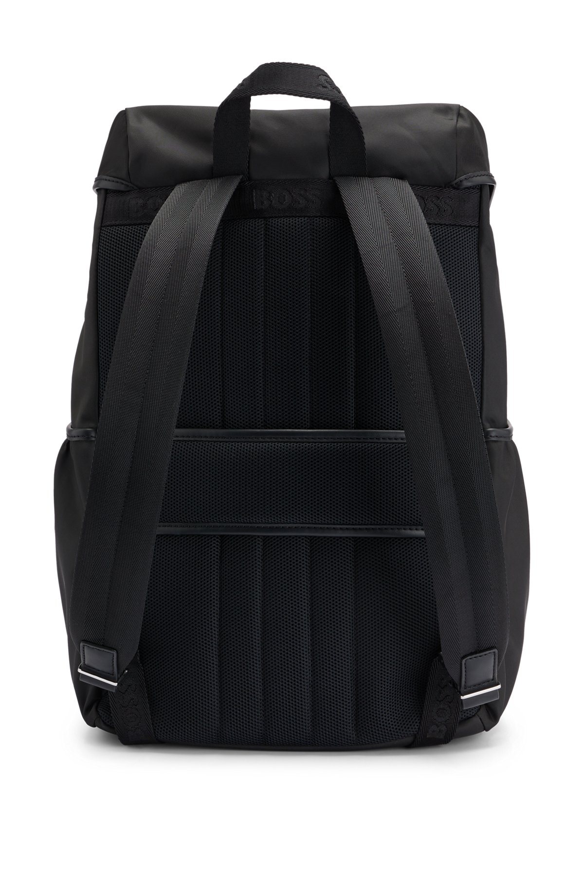 BOSS - Flap-closure backpack with logo patch