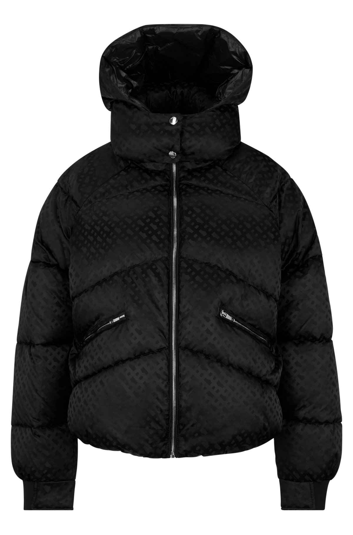 Boss monogram-jacquard Puffer Jacket with Water-Repellent Finish- Black | Women's Casual Jackets Size 2