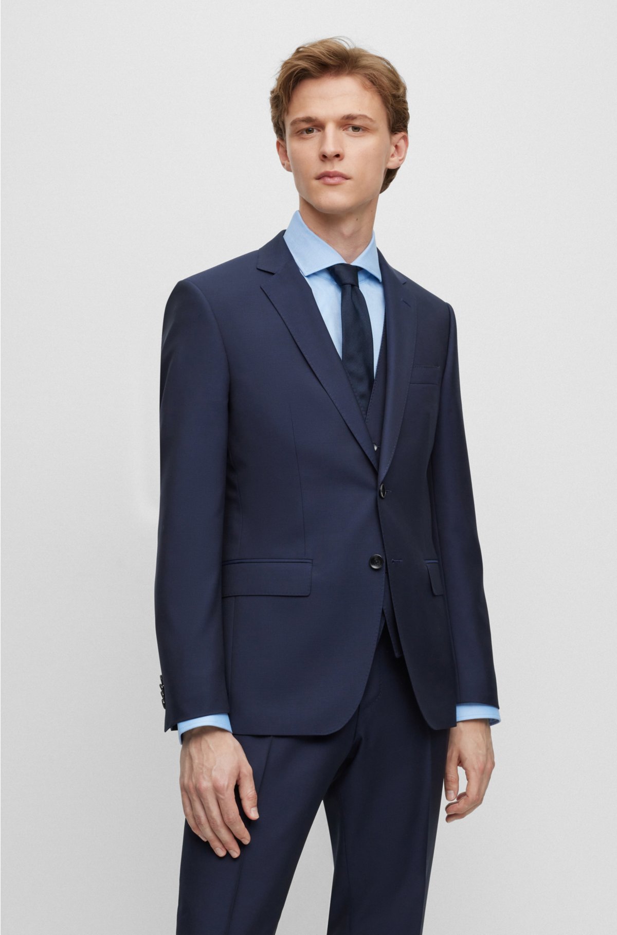 BOSS - Three-piece suit in virgin wool