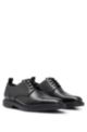 Grained-leather Derby shoes with signature-stripe tape, Black