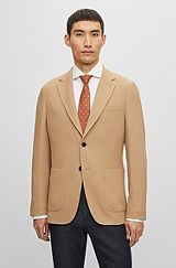 Slim-fit jacket in a micro-patterned wool blend, Beige