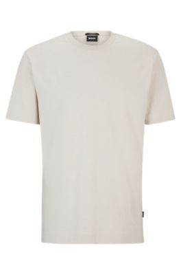 Shop Hugo Boss Regular-fit T-shirt In Mercerized Moulin Cotton In White