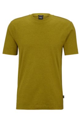 Shop Hugo Boss Regular-fit T-shirt In Mercerized Moulin Cotton In Light Green