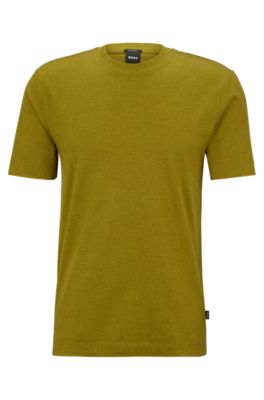 BOSS Regular fit T shirt in mercerized mouline cotton Light Green