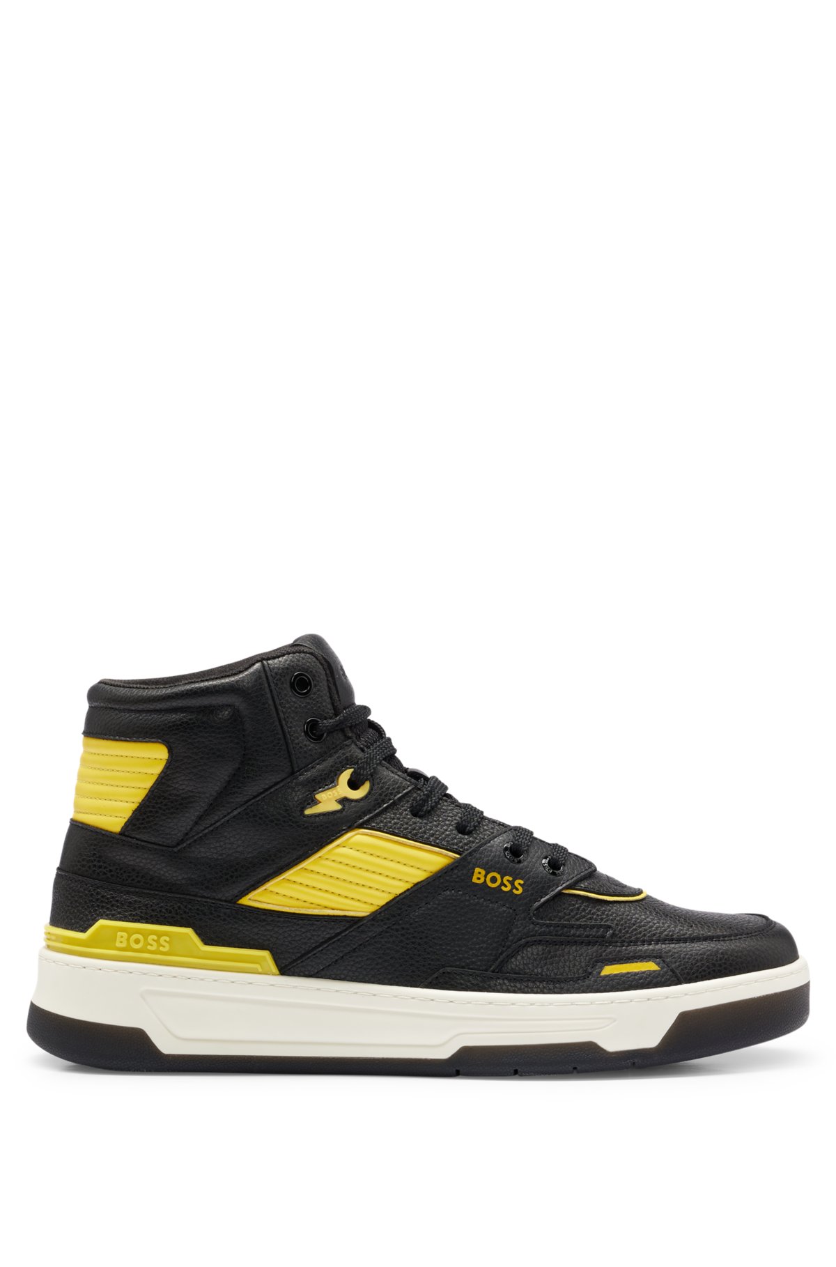 Hugo Men's Basketball-inspired High-Top Trainer Sneakers with Branded Details - Black - Size 6