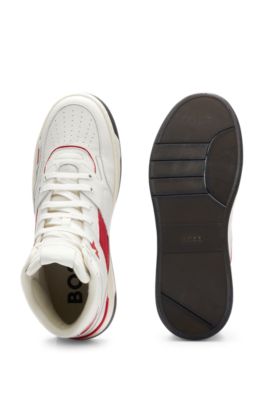 BOSS - High-top basketball-inspired trainers in leather