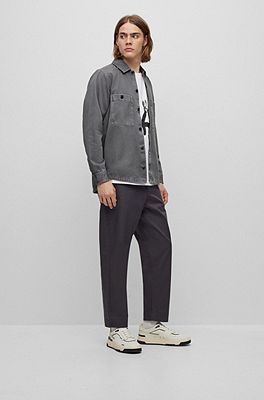 BOSS - Relaxed-fit cotton-terry sweatshirt with rubber-print logo