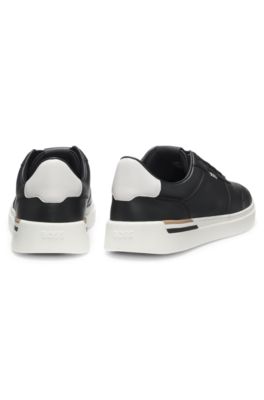 BOSS - Leather cupsole trainers with signature details - Black