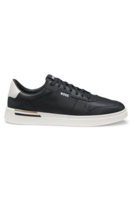 BOSS - Leather cupsole trainers with signature details - Black