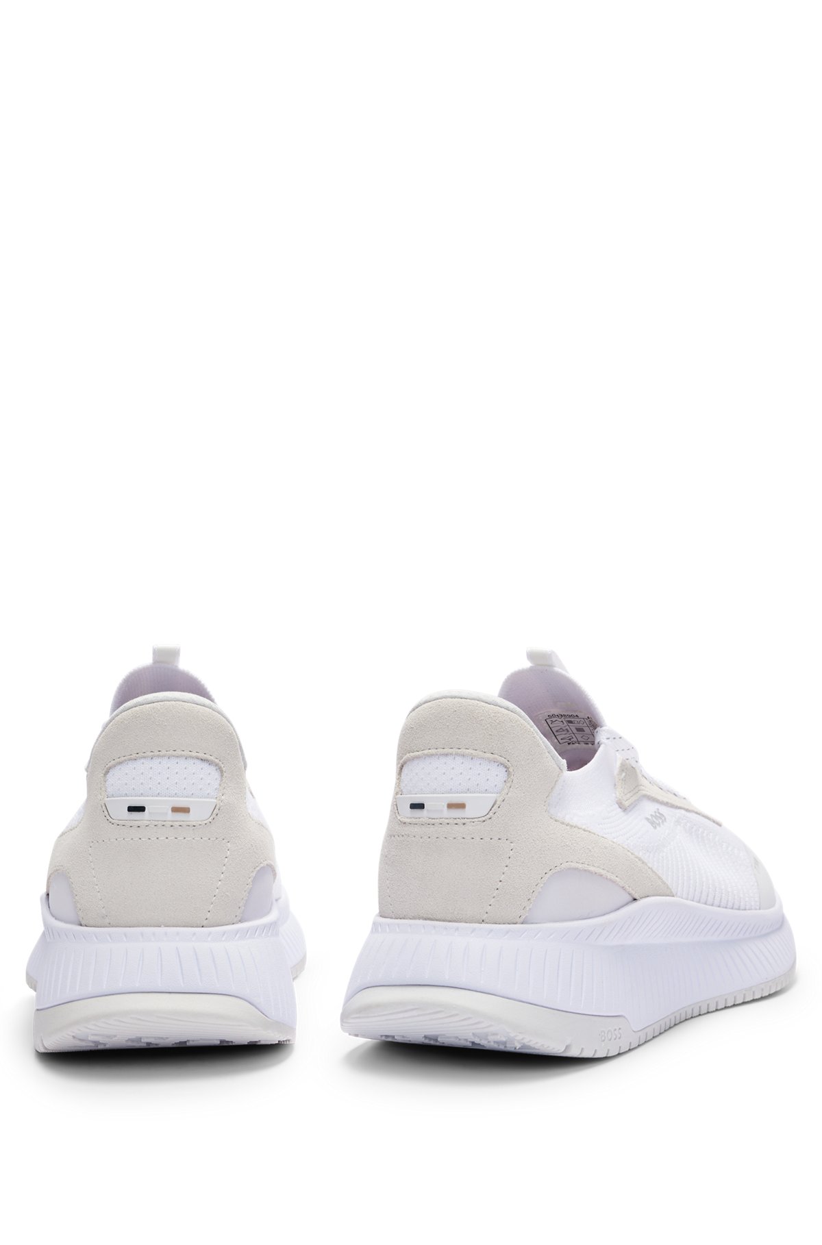 Sock trainers with knitted upper and fishbone sole, White