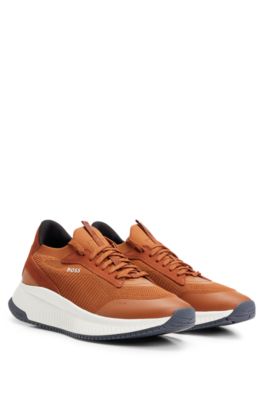Shop Hugo Boss Ttnm Evo Trainers With Knitted Upper In Brown