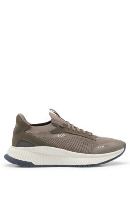 Shop Hugo Boss Ttnm Evo Trainers With Knitted Upper In Dark Green