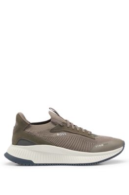 Hugo Boss Ttnm Evo Trainers With Knitted Upper In Dark Green