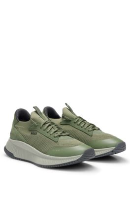 Shop Hugo Boss Ttnm Evo Trainers With Knitted Upper In Light Green