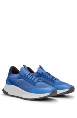 Hugo Boss Ttnm Evo Trainers With Knitted Upper In Light Blue