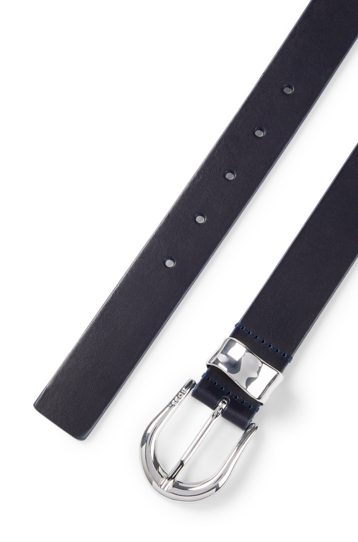 Navy blue leather belt Ugo