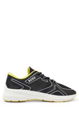 Hugo Boss Mixed-material Trainers With Rubberized Faux Leather In Dark Grey