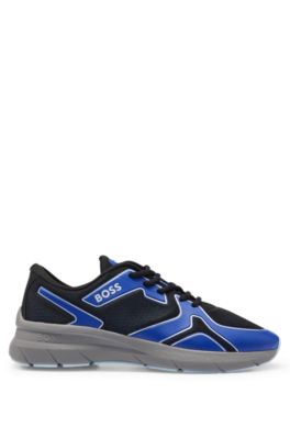 Hugo Boss Mixed-material Trainers With Rubberized Faux Leather In Light Blue