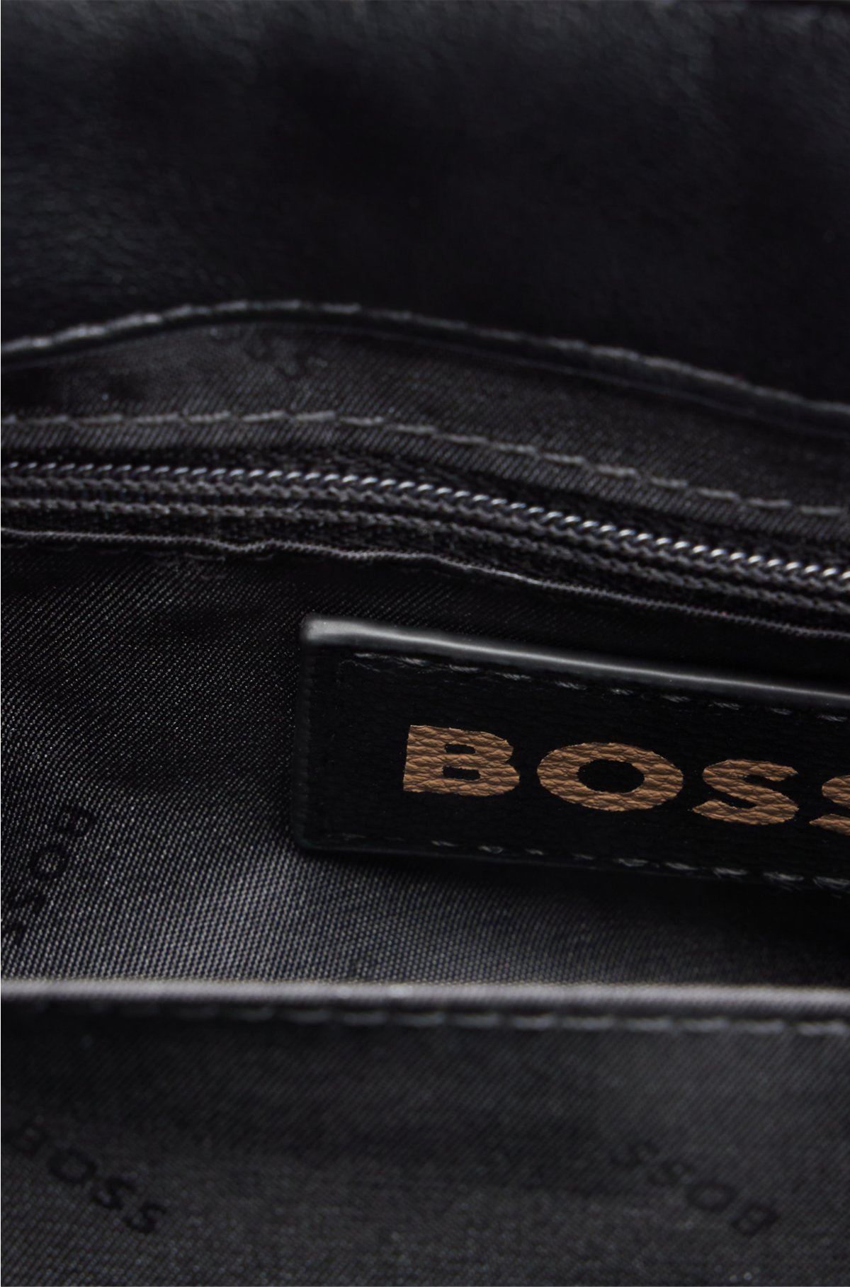 BOSS - Quilted shoulder bag in faux leather with monogram hardware