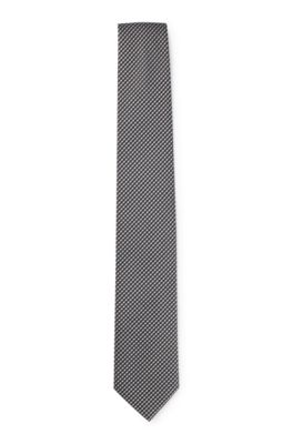 Hugo Boss Silk-blend Tie With Jacquard Pattern In Black