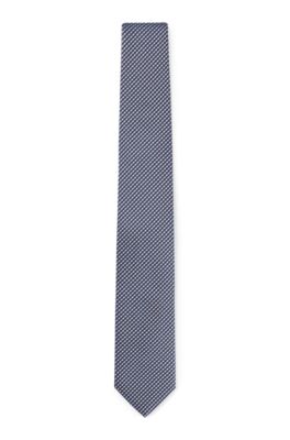 Hugo Boss Silk-blend Tie With Jacquard Pattern In Blue