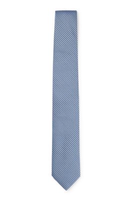 Hugo Boss Silk-blend Tie With Jacquard Pattern In Light Blue