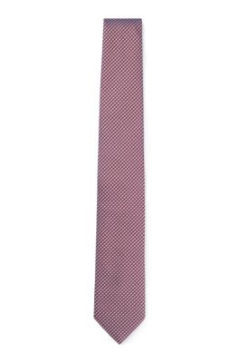 Shop Hugo Boss Silk-blend Tie With Jacquard Pattern In Red