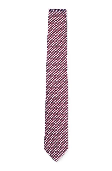 Silk-blend tie with jacquard pattern, Red