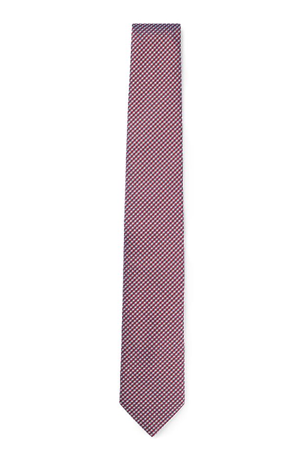 Silk-blend tie with jacquard pattern, Red