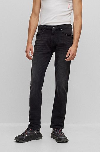 Slim-fit jeans in black denim, Dark Grey