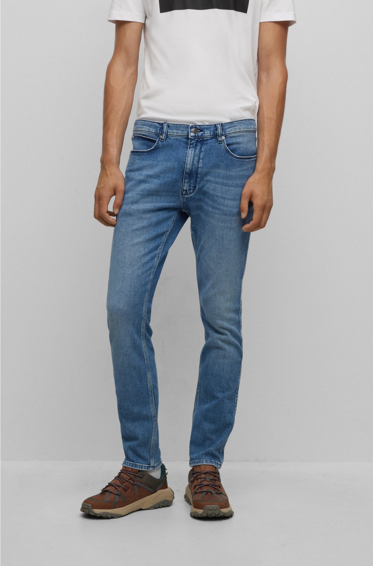 Mid Blue Denim Skinny Cropped Jeans