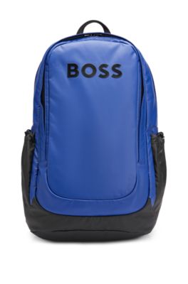 BOSS Logo detail backpack in synthetic coated fabric