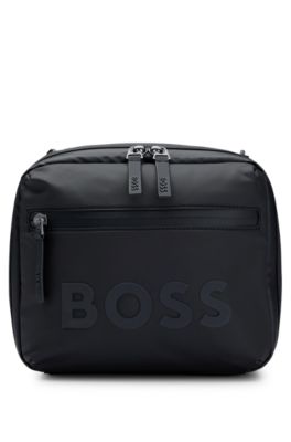 HUGO BOSS｜ (Reporter bag with logo lettering and strap BOSS - Logo-strap reporter bag with contrast branding - Black