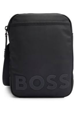 Hugo Boss Coated-material Reporter Bag With Logo Detail In Black