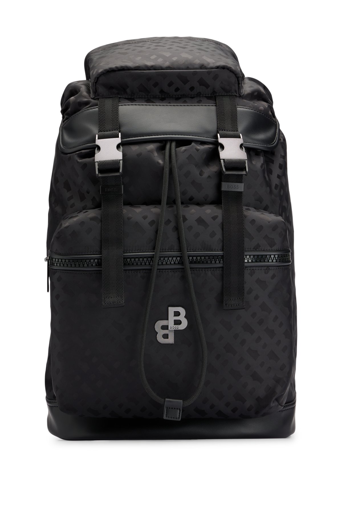 Backpack with Full Lining and Monogram details- Black | Men's Backpacks
