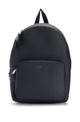 BOSS - Grained-leather backpack with polished silver hardware