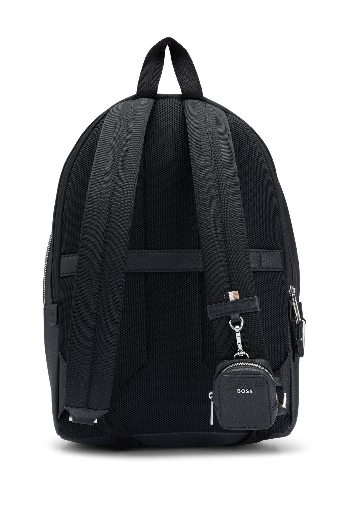 BOSS - Grained-leather backpack with polished silver hardware