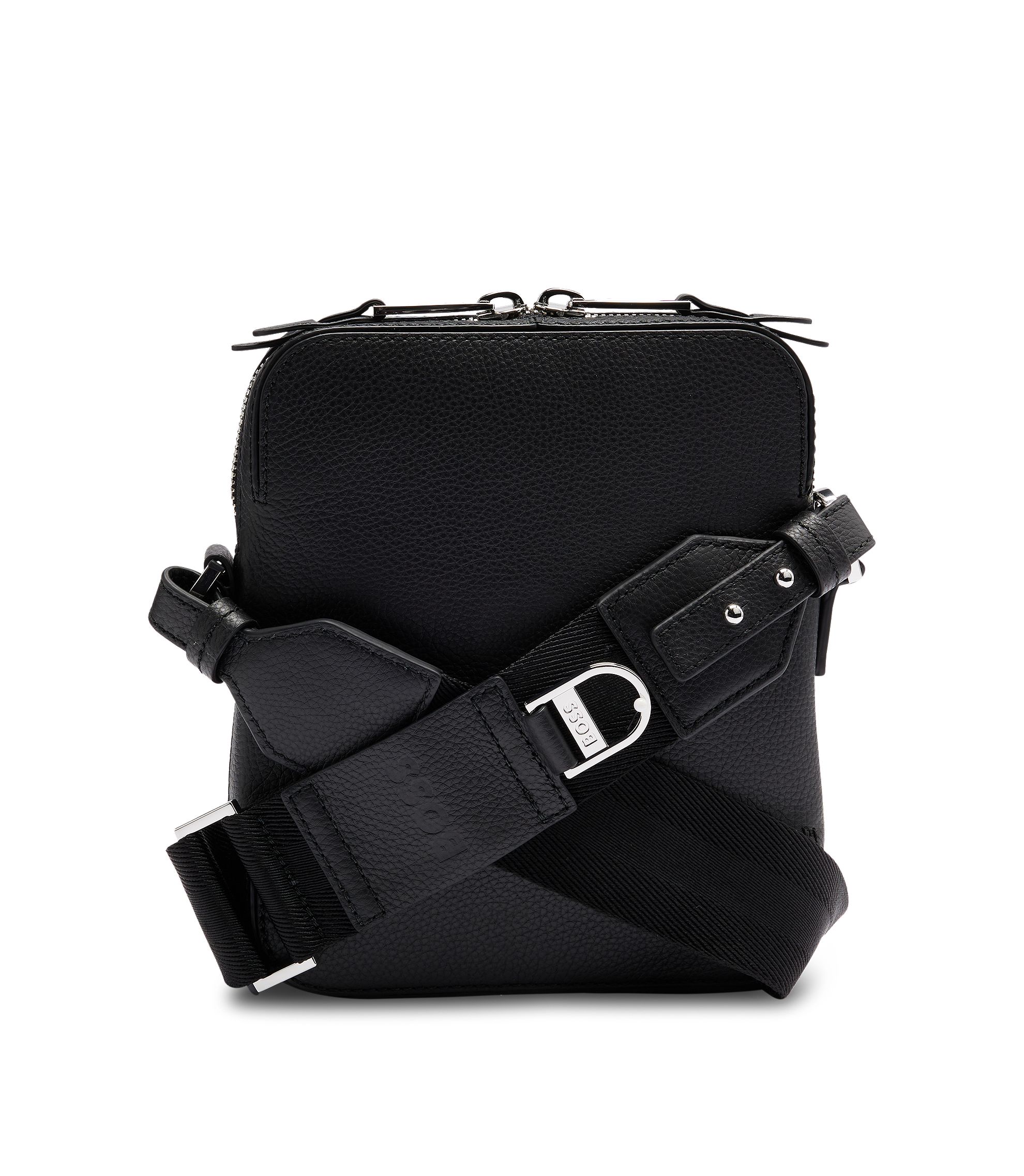 BOSS - Grained-leather reporter bag with metal logo BOSS - Grained-leather reporter bag with metal logo