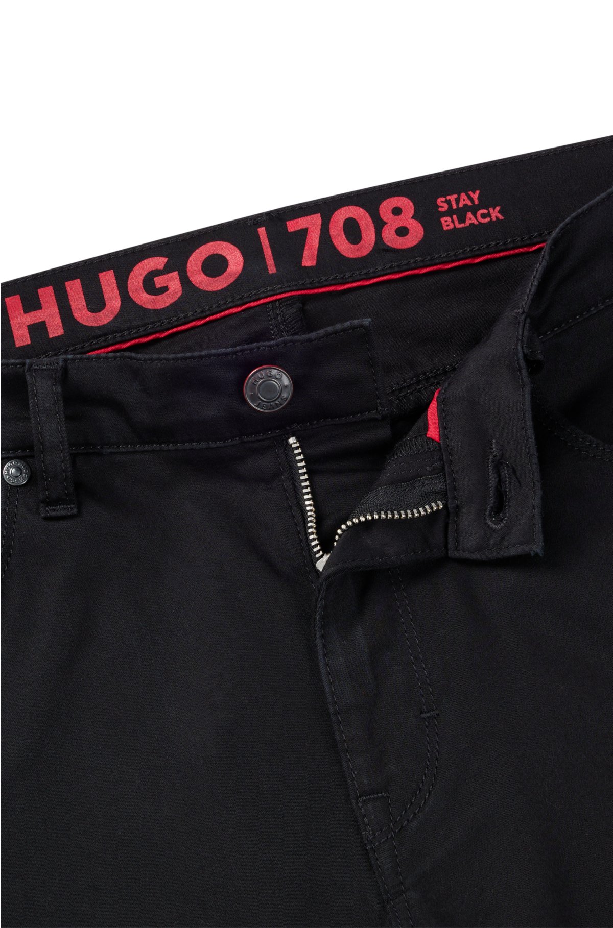 HUGO - Slim-fit jeans in denim satin-stretch Black Stay