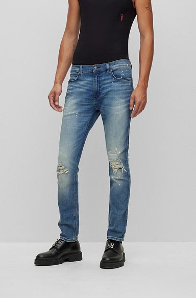 Extra-slim-fit jeans in blue comfort-stretch denim, Blue