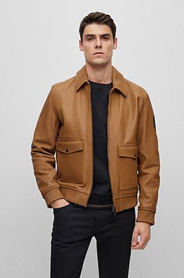 BOSS - Porsche x BOSS regular-fit jacket in goat leather