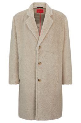 Shop Hugo Regular-fit Coat With Vintage-style Buttons In White