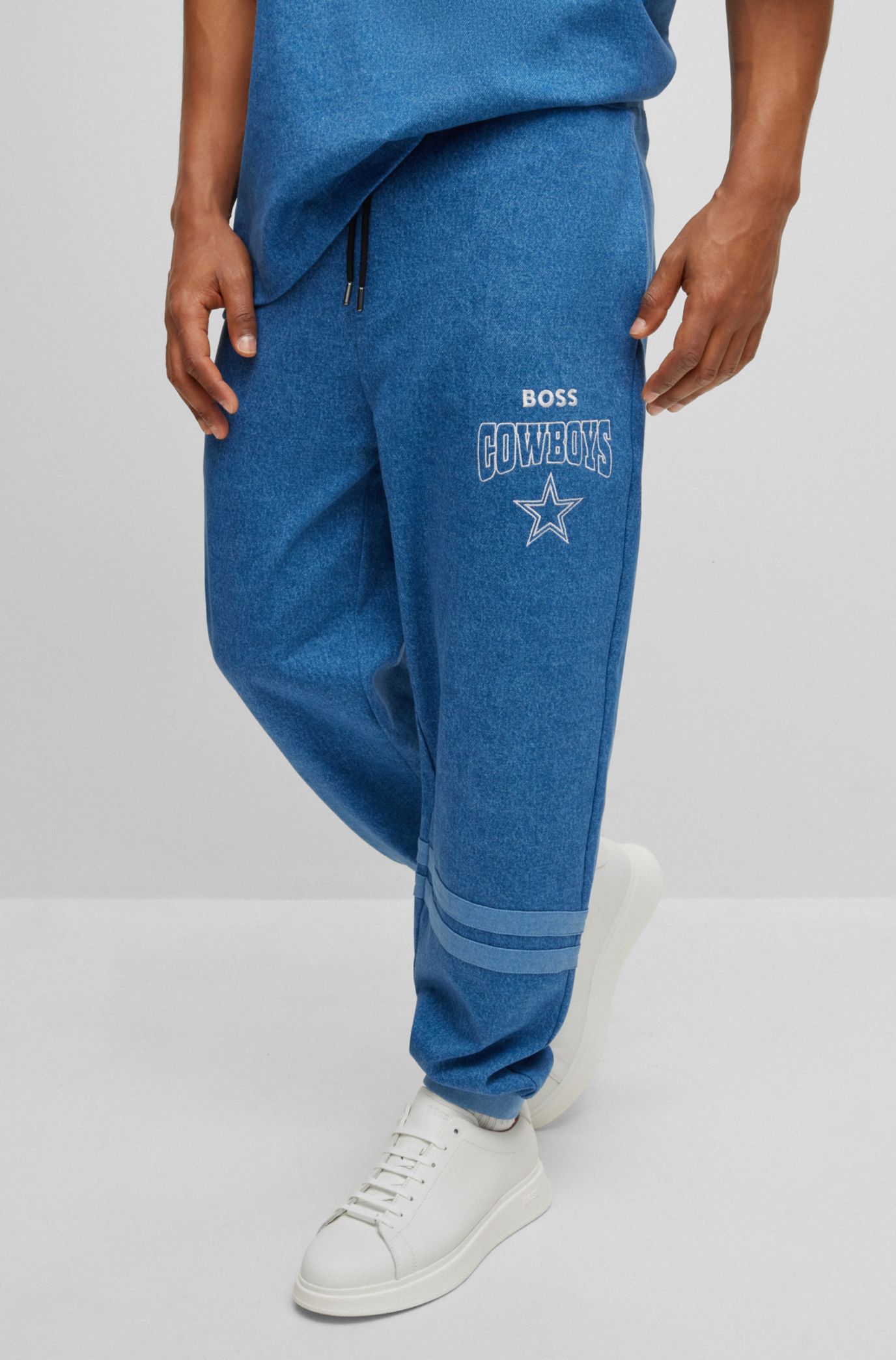 Hugo Boss Men's Boss x NFL Oversized-Fit Tracksuit Bottoms in Denim-Look Cowboys