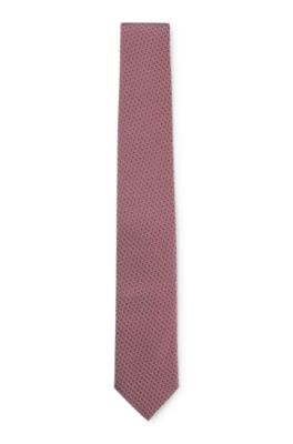 Hugo Boss Patterned Tie In Silk-blend Jacquard In Red