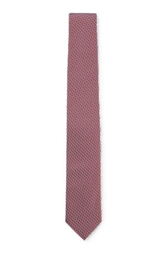 Patterned tie in silk-blend jacquard, Red